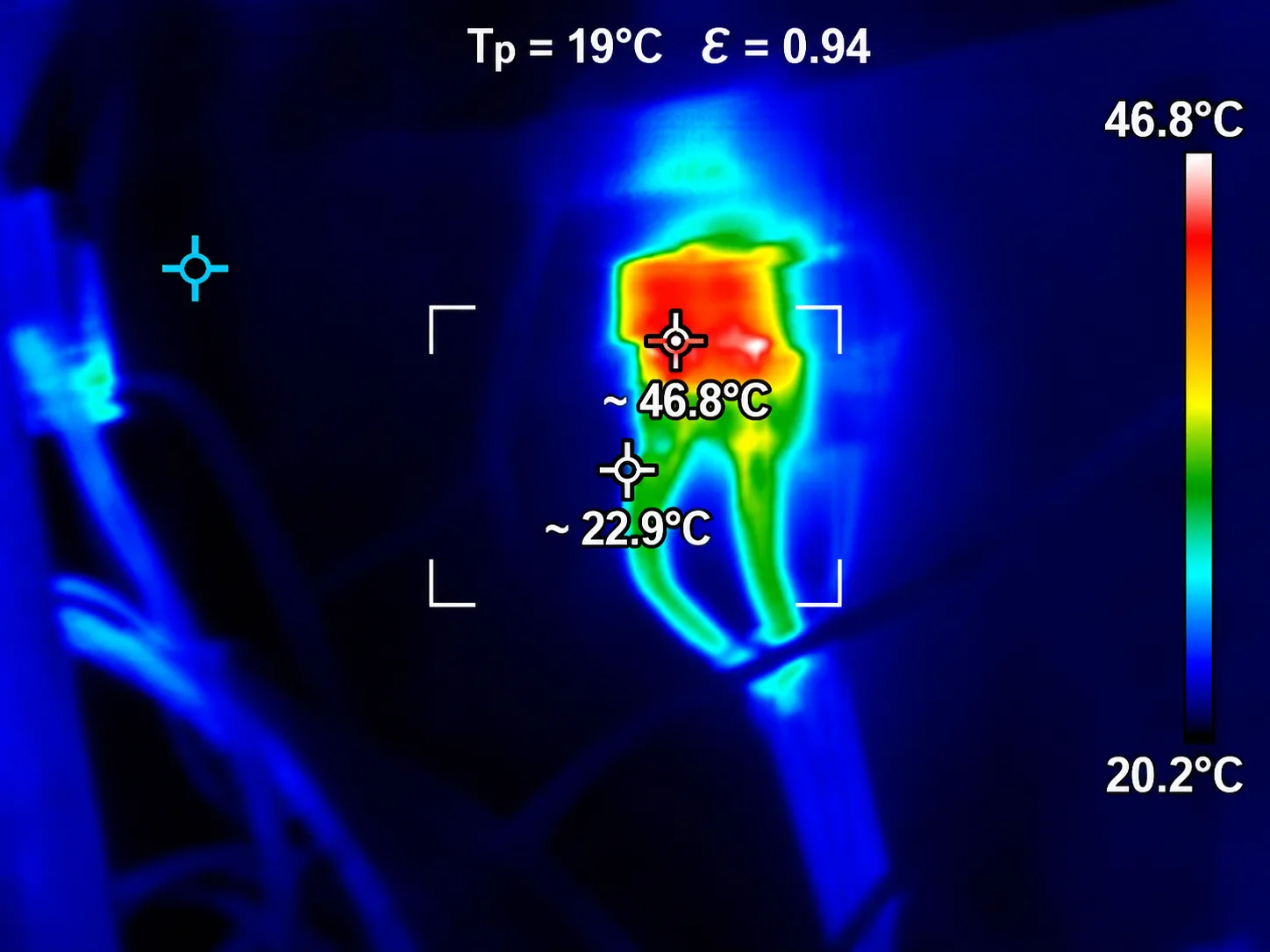 Thermal imaging of motor yacht machinery and engine compartment during technical inspection